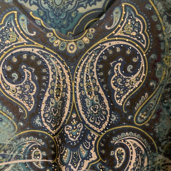 ONE WORLD Vibrant Blue and Green Tunic - Picture 3 of 9